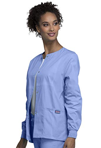 Cherokee Women's Snap Front Warm Up Jacket, Ciel, X-Large - Image 3
