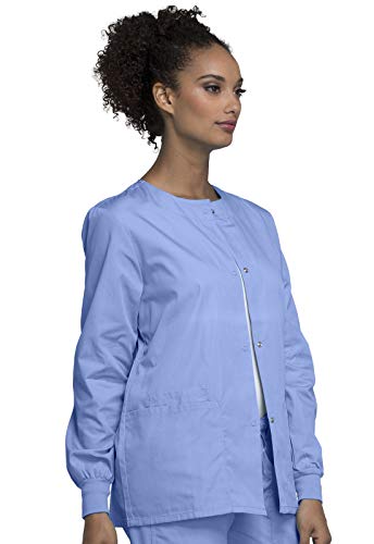 Cherokee Women's Snap Front Warm Up Jacket, Ciel, X-Large - Image 5