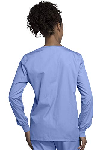 Cherokee Women's Snap Front Warm Up Jacket, Ciel, X-Large - Image 4