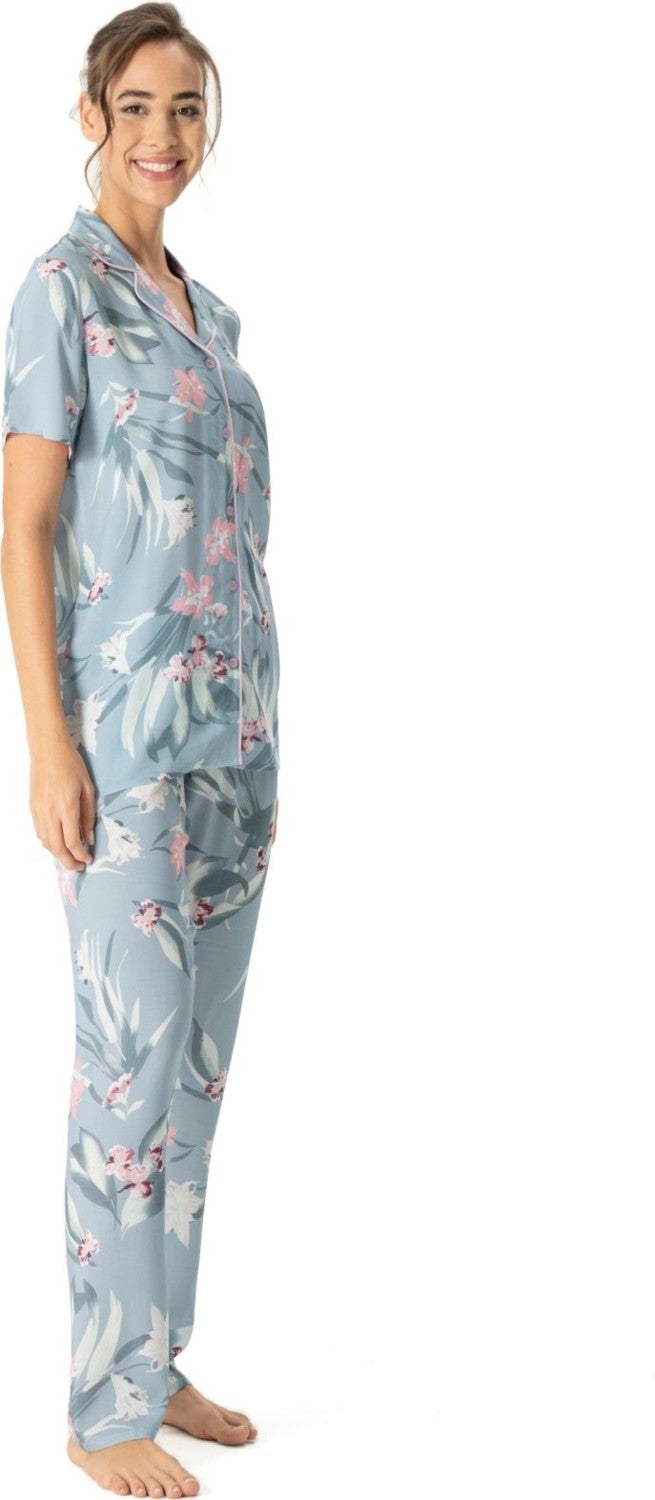 U.S. Polo Assn. 17047 Women's Mint Placket Short Sleeve Pajama Set - Image 2