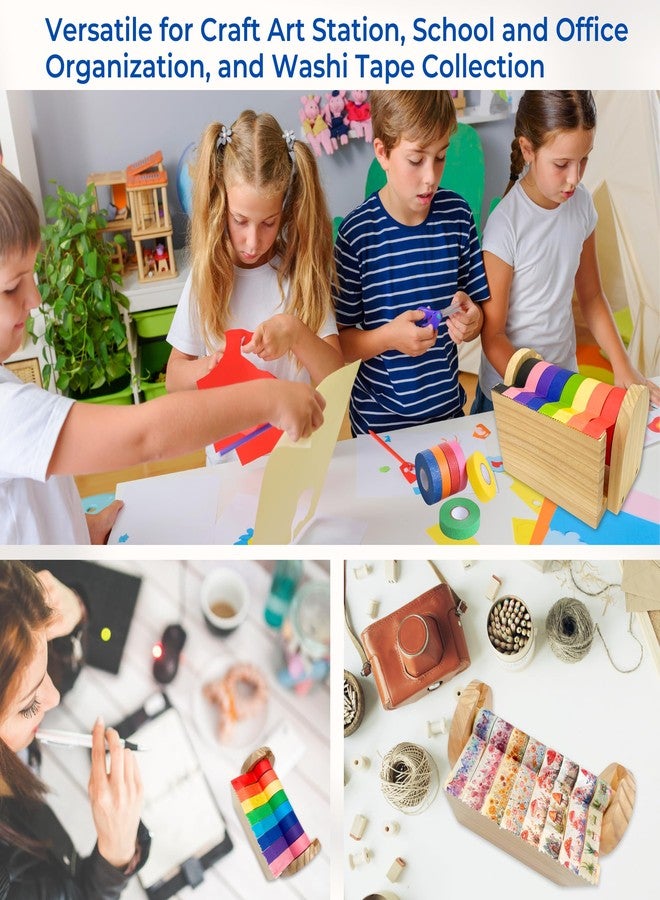 OKKOSTAR Wooden Kids Craft Tape Dispenser, Multi Roll Masking Tape Holder, Washi Tape Dispenser (Acrylic Serrated Cutter) - Perfect Craft Organizer for Children - [Masking Tape NOT Included] - Image 4
