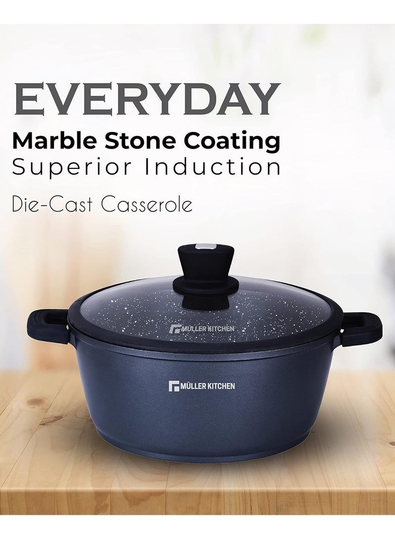 MULLER KITCHEN Casserole 40 cm with Glass Lid, 18.5L Die-Cast Aluminum, German Non-Stick Marble Coating, PFOA-Free, Suitable for Multiple Stoves - Image 2