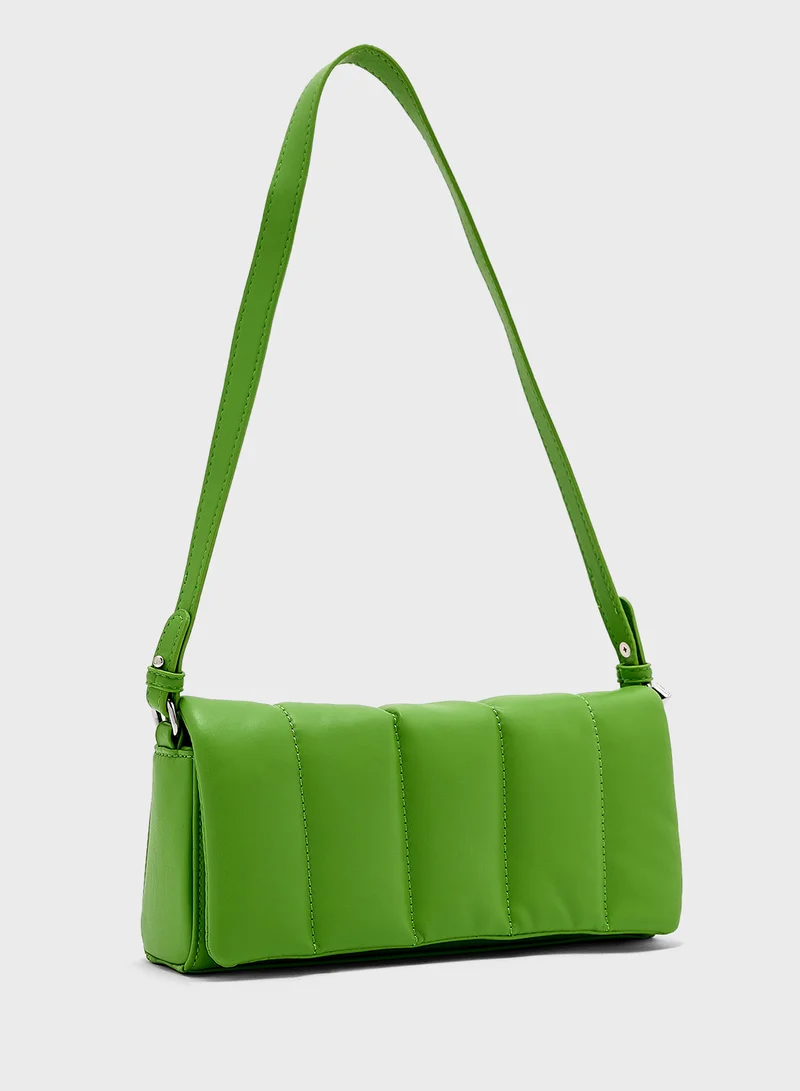 Ginger Quilted Padded Metal Chain Detail Crossbody Bag