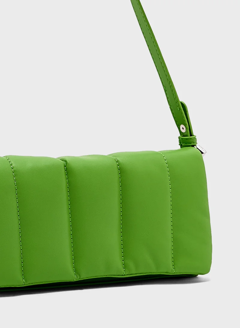 Ginger Quilted Padded Metal Chain Detail Crossbody Bag