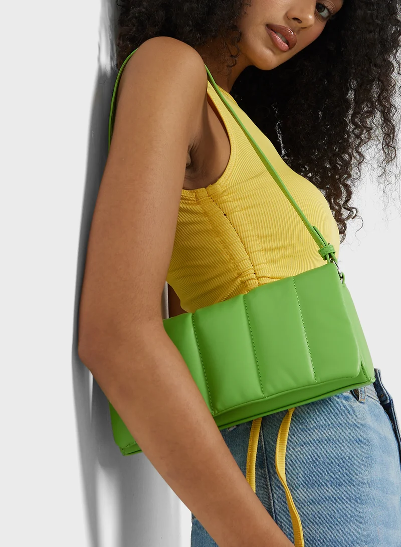 Ginger Quilted Padded Metal Chain Detail Crossbody Bag
