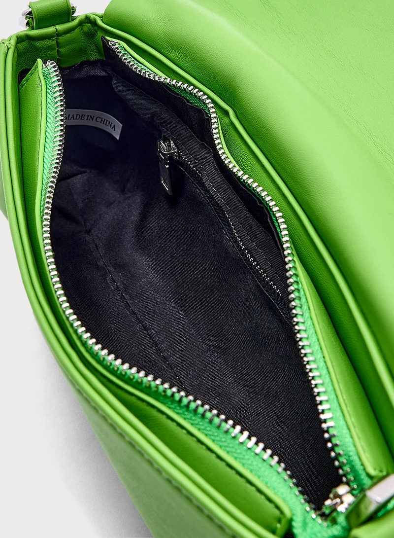 Ginger Quilted Padded Metal Chain Detail Crossbody Bag