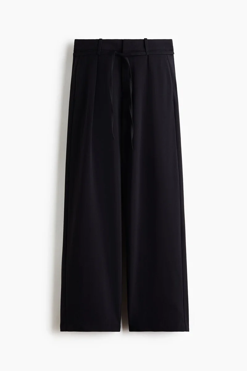H&M Pleated tie-belt trousers
