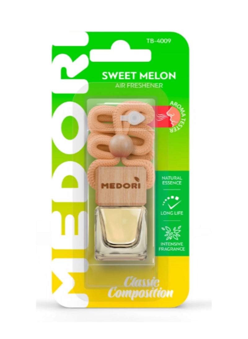 MEDORI Special Luxury liquid hanging car air freshener in a blister package and has a scent tester. Fragrance With an exotic and enchanting Aroma analogous to Sweet Melon. The Fragrance is made in France 6 ml  - Image 1