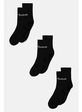 Reebok Men 3 Pair Mid Crew Socks, Black  - Image 1