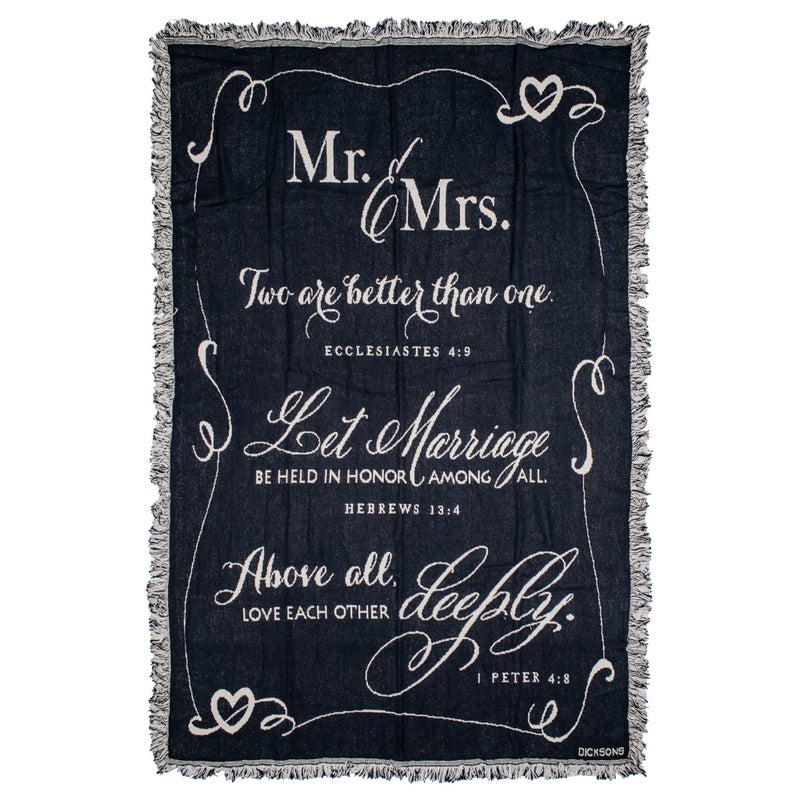 Dicksons Mr. and Mrs. Black and White 52 x 68 All Cotton Tapestry Throw Blanket - Image 1