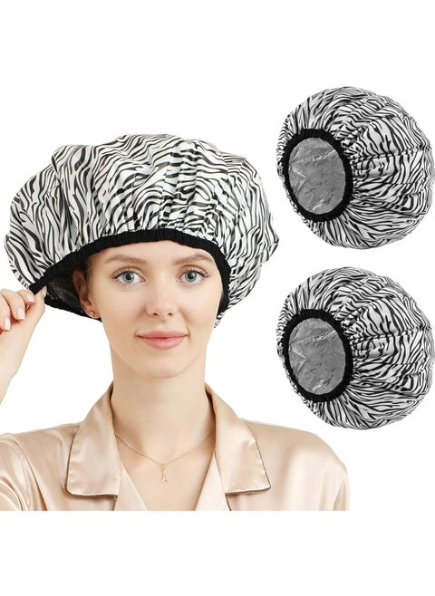 2-Pack Heat Cap for Deep Hair Conditioning for Home & Salon Use (Black and White)