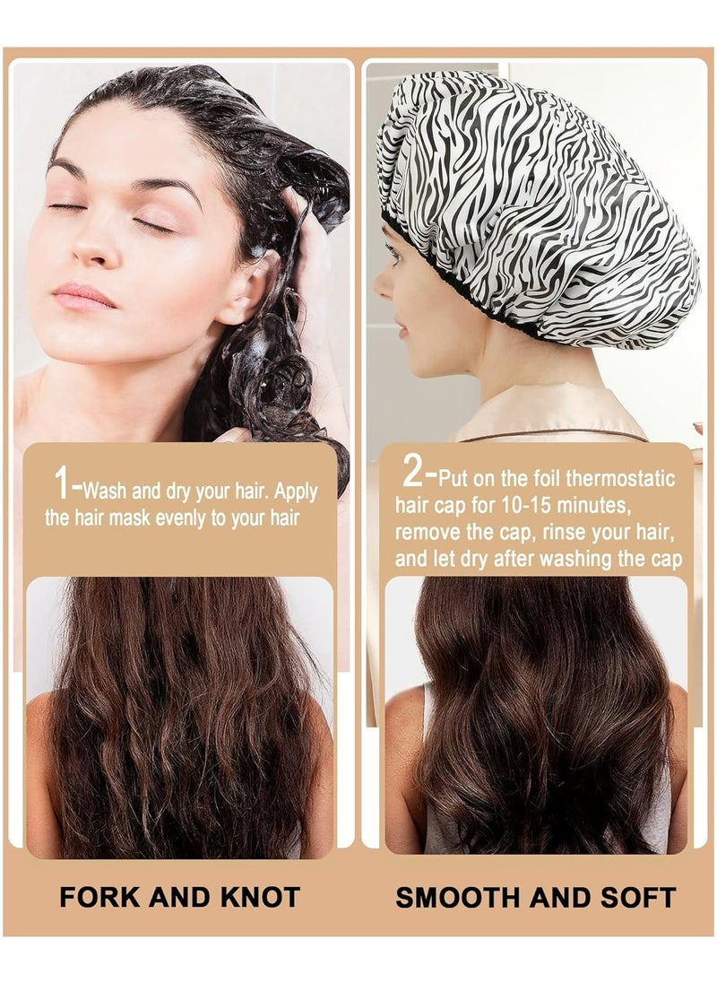 Oasisgalore - 2-Pack Heat Cap for Deep Hair Conditioning for Home & Salon Use (Black and White) - Image 1