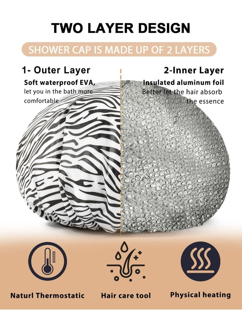 Oasisgalore - 2-Pack Heat Cap for Deep Hair Conditioning for Home & Salon Use (Black and White) - Image 1