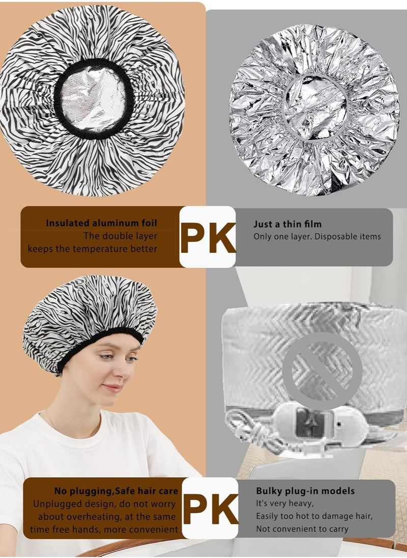 Oasisgalore - 2-Pack Heat Cap for Deep Hair Conditioning for Home & Salon Use (Black and White) - Image 1