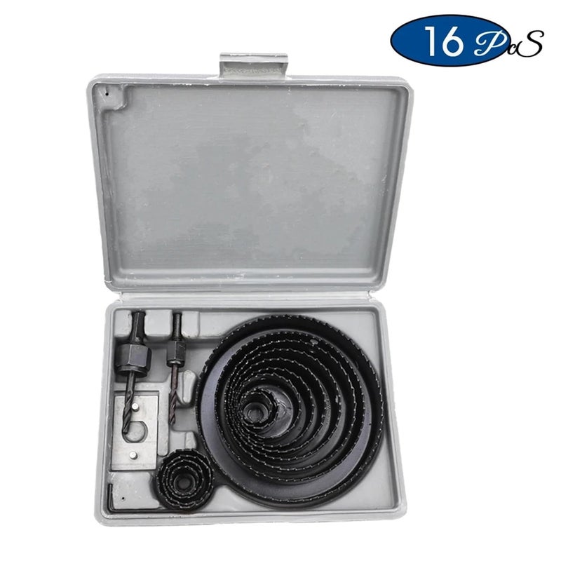 Hole Saw Drill Bit 8/11/16pcs Hole Saw Kit #50 Steel 19-127mm Cutter Drill Bit Tool Set for Wood Plastic(Grey 16pcs) - Image 2
