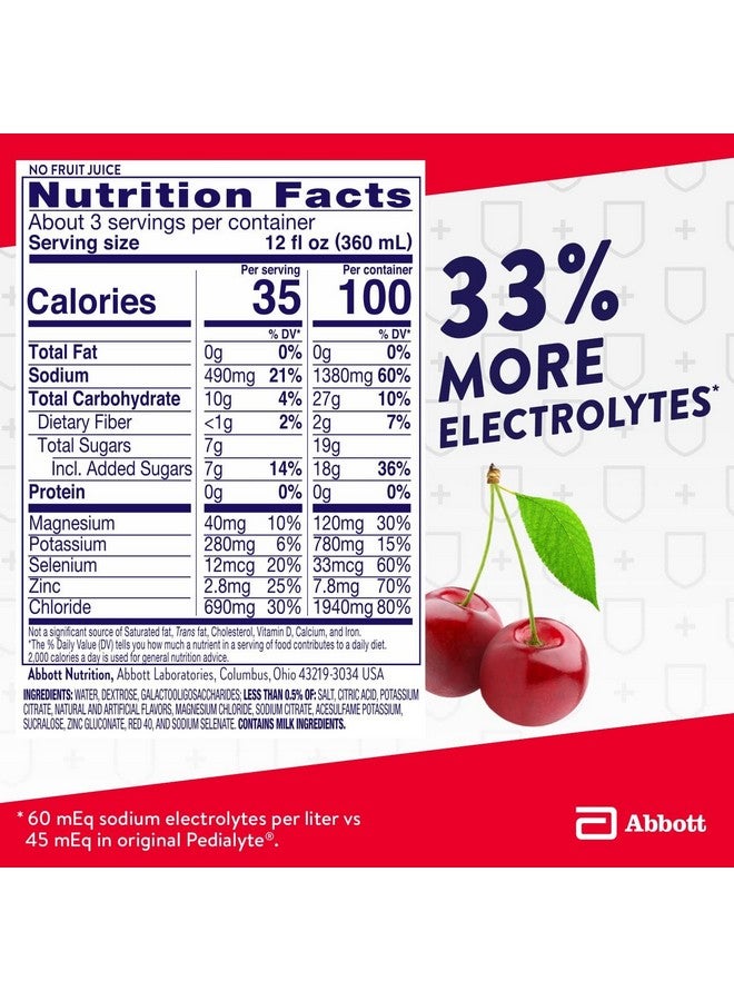 Pedialyte with Immune Support Electrolyte Solution, Cherry Punch, Hydration Drink with Zinc, Selenium, and Magnesium, 1 Liter, Pack of 4 - Image 4