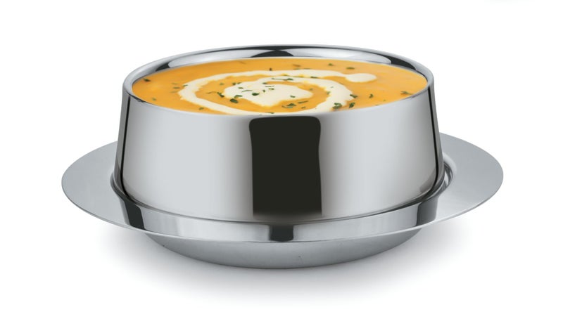 JVL Stainless Steel Solid Soup Bowl with Plates - 350ml, 2 Pieces - Image 1