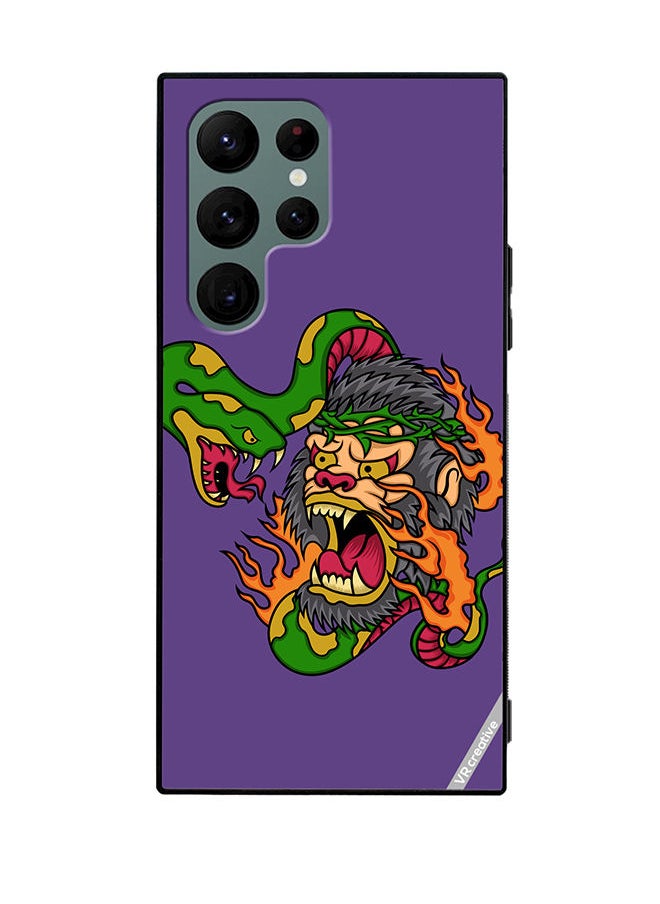 VR CREATIVE - Protective Case Cover For Samsung Galaxy S22 Ultra 5G King Kong Vs Snake Design Multicolour - Image 1