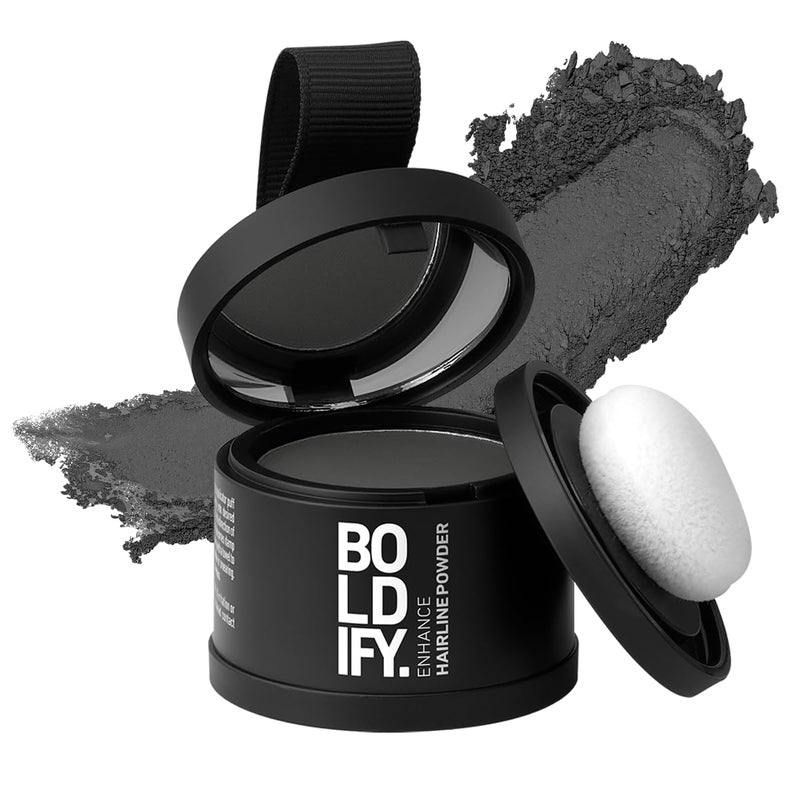 BOLDIFY Hairline Powder - Root Touch Up Hair Color for Gray Coverage - Bald Spot Concealing Hair Powder for Women & Men - 24-Hour Stain-Proof - Dark Gray - Image 1