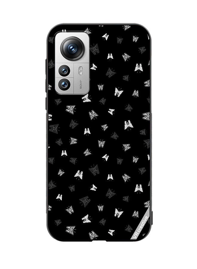 VR CREATIVE Protective Case Cover For Xiaomi 12 Pro Butterfly Black And White Design Multicolour - Image 1