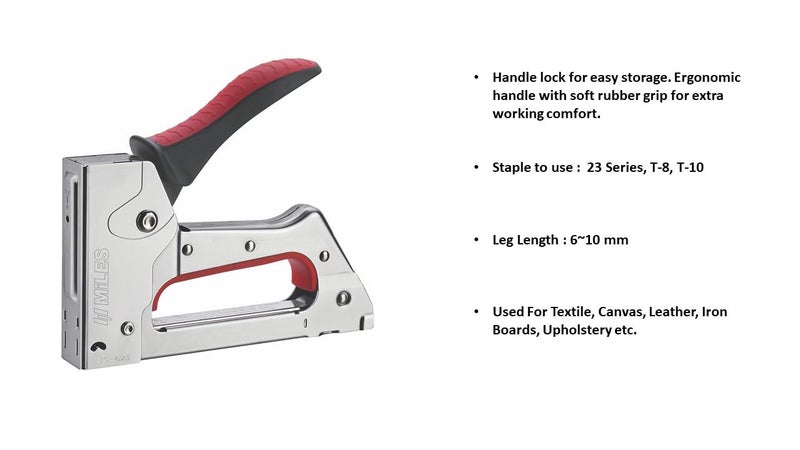 MILES Metal TS-623 Gun Tracker | 5000 pcs 23/8 Stainless Steel Staple Pins | Silver body Red handle Color | Combo| Hardware | Industry|Textile | Leather | Canvas| Sofa Car Seat Stapler - Image 4