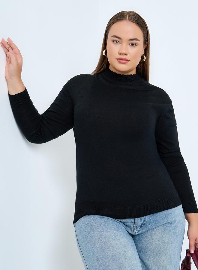Styli Plus Size Slim Fit High Neck Sweater - Image 1