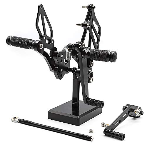 NICEDOLL CNC GSXR600 06-10 Motorcycle Rearset Foot Pegs Rear Set Footrests Fully Adjustable Foot Boards Compatible with GS-X-R GSXR 600 750 GSXR600 GSXR750 GSX-R600 GSX-R750 2006-2010 Black - Image 2