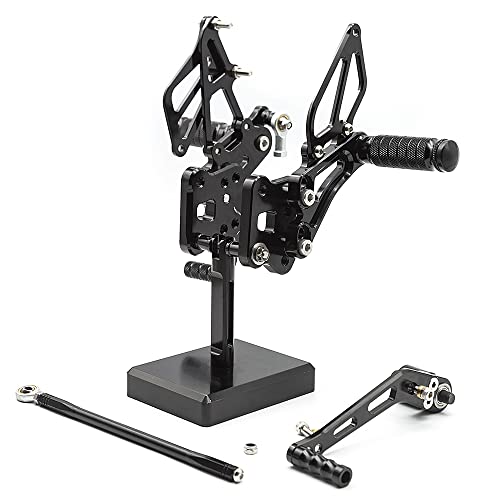 NICEDOLL CNC GSXR600 06-10 Motorcycle Rearset Foot Pegs Rear Set Footrests Fully Adjustable Foot Boards Compatible with GS-X-R GSXR 600 750 GSXR600 GSXR750 GSX-R600 GSX-R750 2006-2010 Black - Image 1