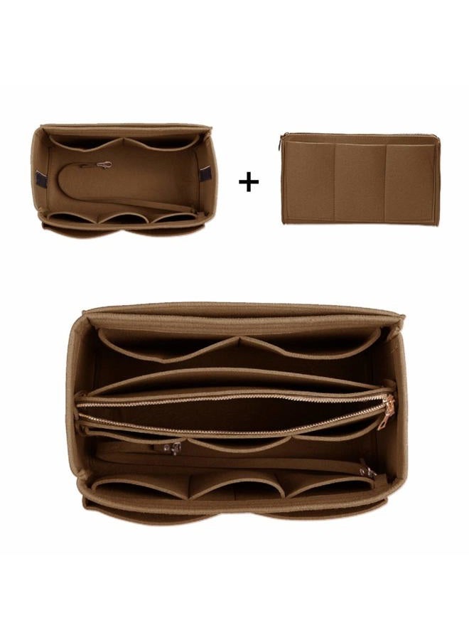 ZTUJO Purse Organizer Insert, Felt Bag Organizer with Metal Zipper, Handbag & Tote Shaper, For Speedy Neverfull Tote, 7 Sizes(Slender Medium, Light Coffee) - Image 5