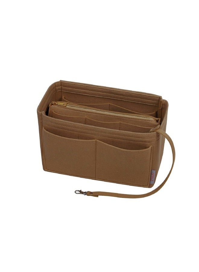 ZTUJO Purse Organizer Insert, Felt Bag Organizer with Metal Zipper, Handbag & Tote Shaper, For Speedy Neverfull Tote, 7 Sizes(Slender Medium, Light Coffee) - Image 1