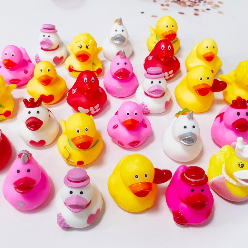 Cherislpy 36 Pcs Valentines Rubber Ducks,Bath Showers Accessories,Mini 2.16" Duckies Bath Toys for Kids Girls Boys Valentines Day Party Favors Gift Exchange (Valentines) - Image 2