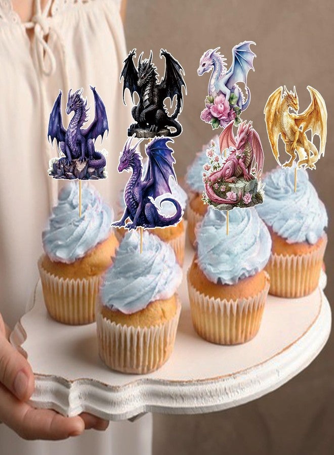 MZ.ogm 36 Pcs Dargon Cupcake Toppers Dargon Cake Decorations Dragon Birthday Party Decorations with Unique Various Dargon Themed Cupcake Toppers for Dragon Party Decorations - Image 4