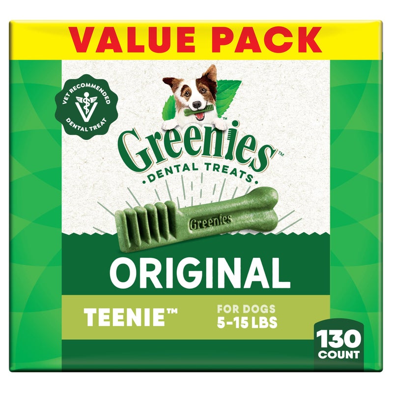 Greenies Veterinarian-Recommended Natural Dental Dog Treats Teenie Size, Original Flavor, 36 oz. Pack, 130 Count - Image 1