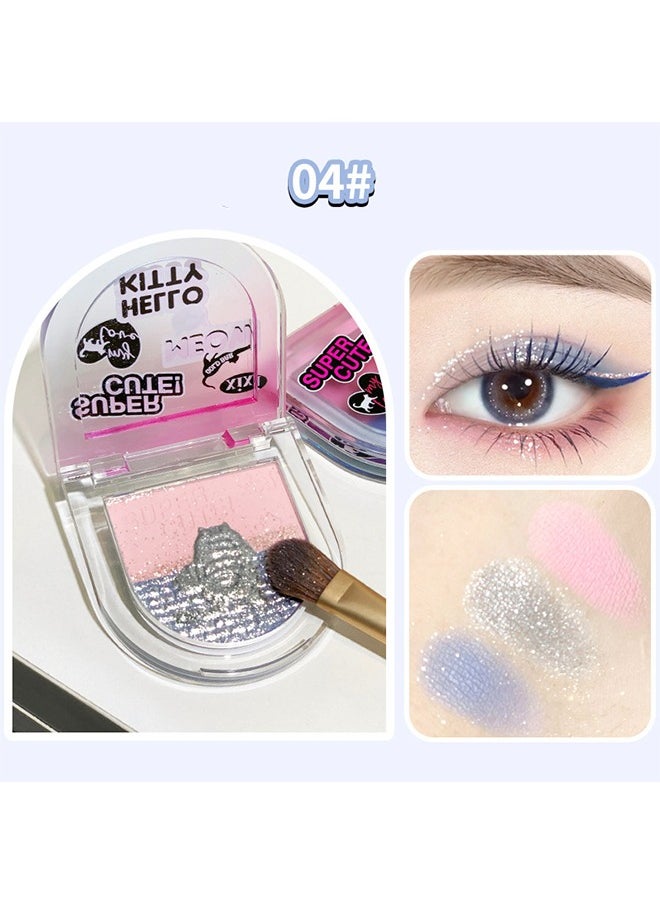 XIXI - 3 Color Eyeshadow Palette-Eyeshadow and Highlighter Palette, 3 in 1 Makeup Powder Palette, Cruelty-Free Matte Eyeshadow, Shimmer Illuminator Highlighters for a Glowing Look,#04 Baby Pink & Sea Blue - Image 1