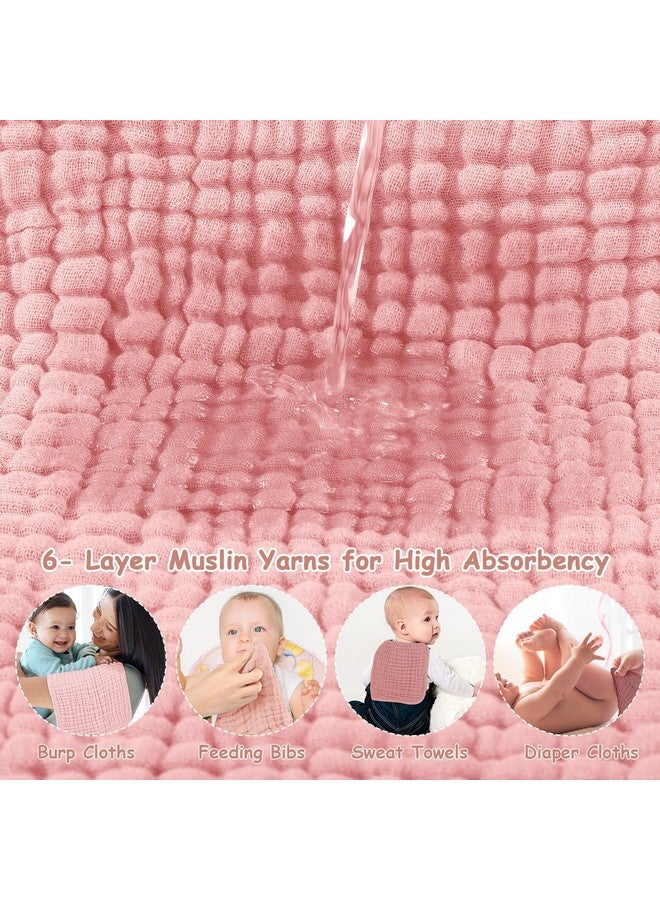 لوكسي مناديل تجشؤ من Looxii مصنوعة من قماش موسلين قطني 100%، مقاس كبير 20×10 بوصة، ناعمة للغاية وعالية الامتصاص، عبوة من 6 قطع من قماش التجشؤ للأطفال للأولاد والبنات، لون وردي متدرج - Image 5