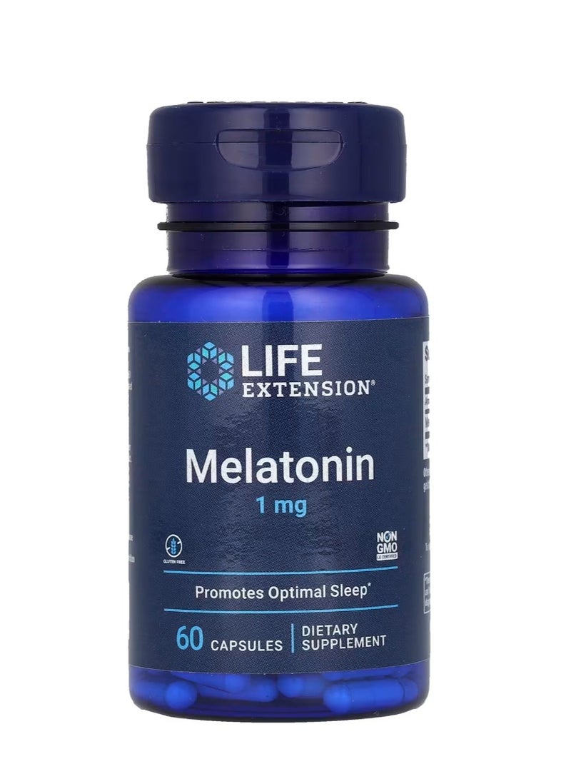 Life Extension Melatonin 1 mg 60 Capsules - Image 1