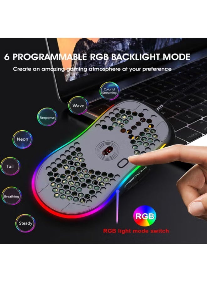 HXSJ X600 Programming Gaming Mouse USB Wired Gaming Mouse Rgb Lighting Mouse with Six Adjustable DPI For Desktop Laptop Black - Image 5