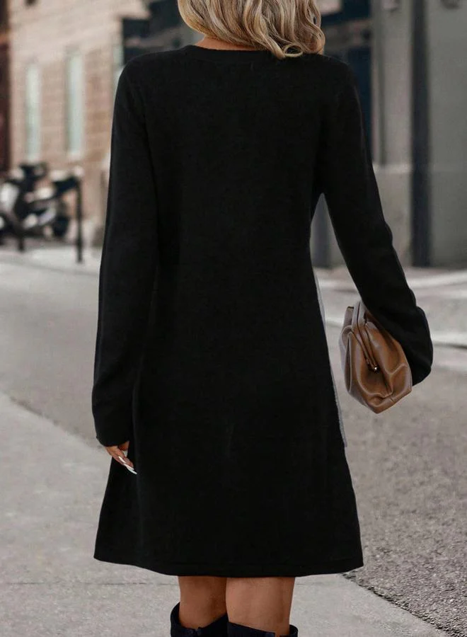 Take Two Women's Colorblocked Round Neck Long Sleeve Mini Dress