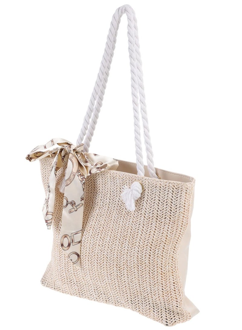 Zikra Straw Bag Summer Large Woven Beach Bag Purse Handle Shoulder Bag for Women Vacation Tote Handbags - Image 1