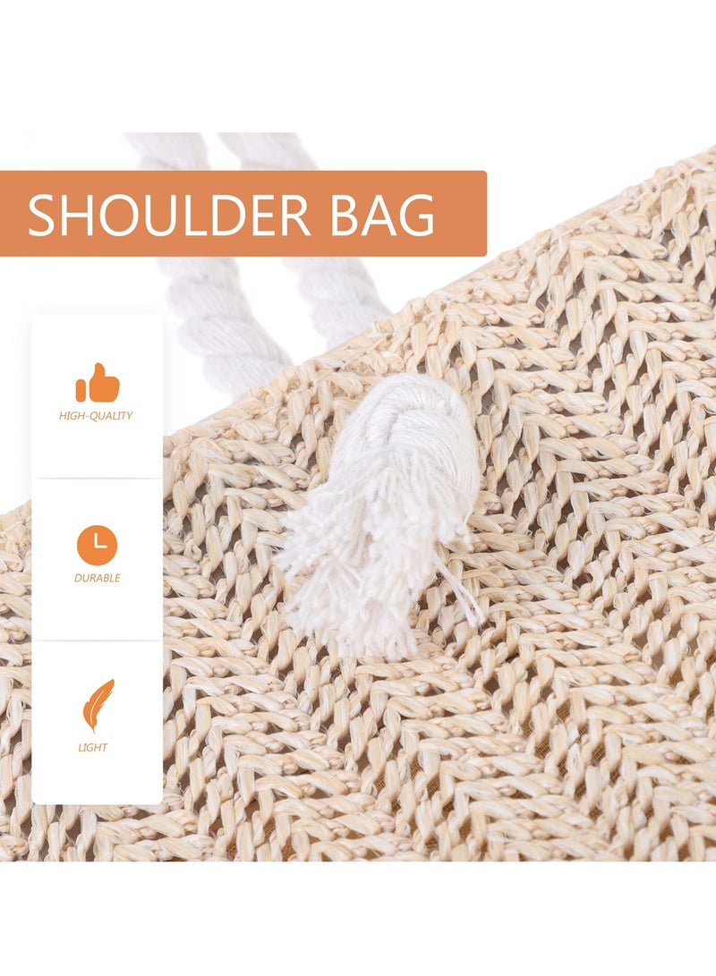 Zikra Straw Bag Summer Large Woven Beach Bag Purse Handle Shoulder Bag for Women Vacation Tote Handbags - Image 5