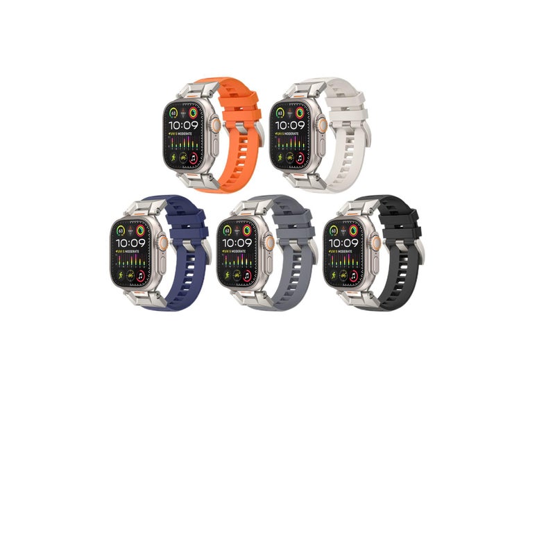 سوار ساعة ذكية سوار رياضي من السيليكون متوافق باللون رمادي قابل للتعديل مع Apple Watch 42/44/45/49mm بملاءمة قابلة للتعديل وحزام بديل - Image 3