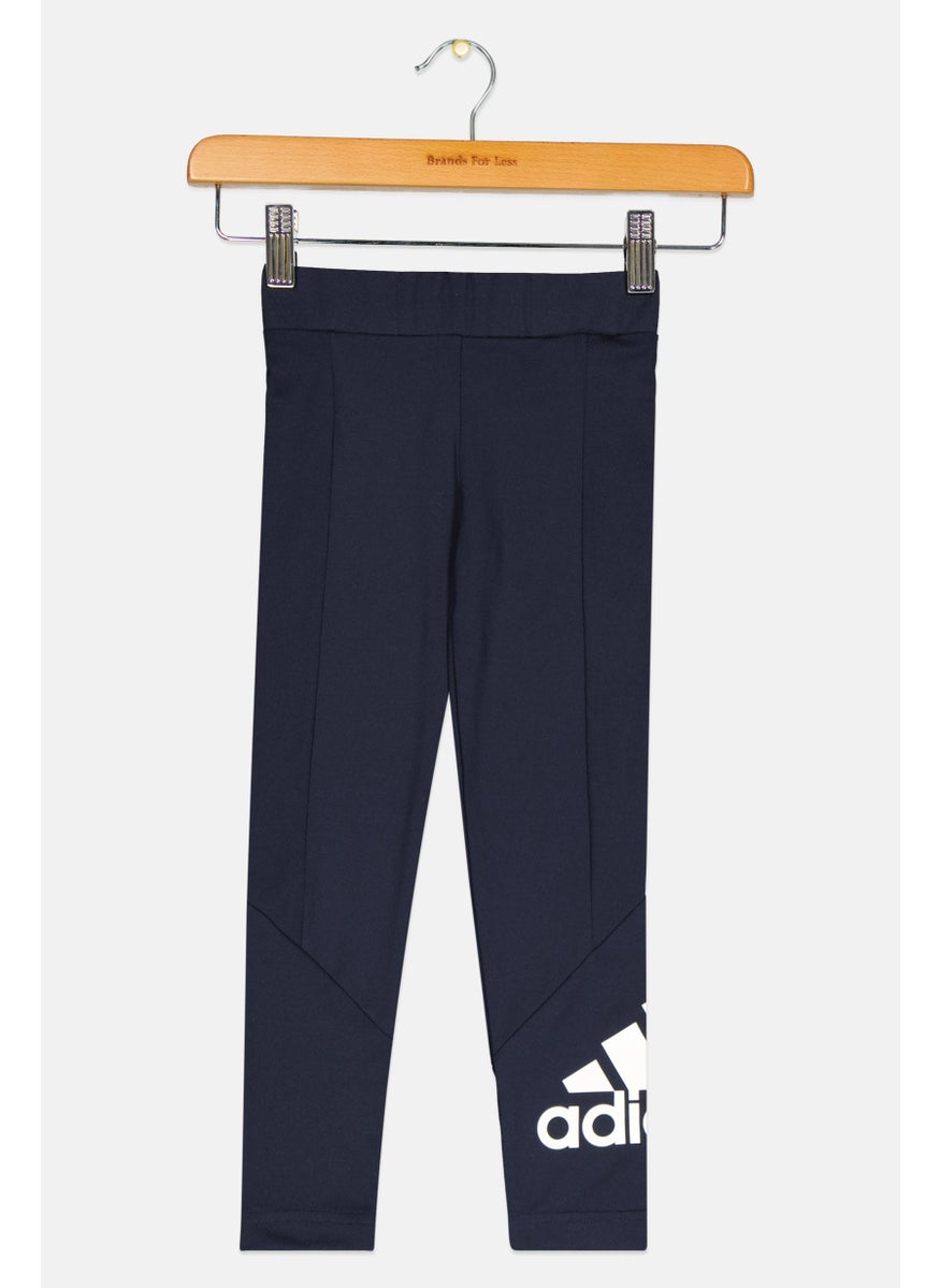 Adidas Kids Girl Brand Logo Training Leggings, Navy/White  - Image 1