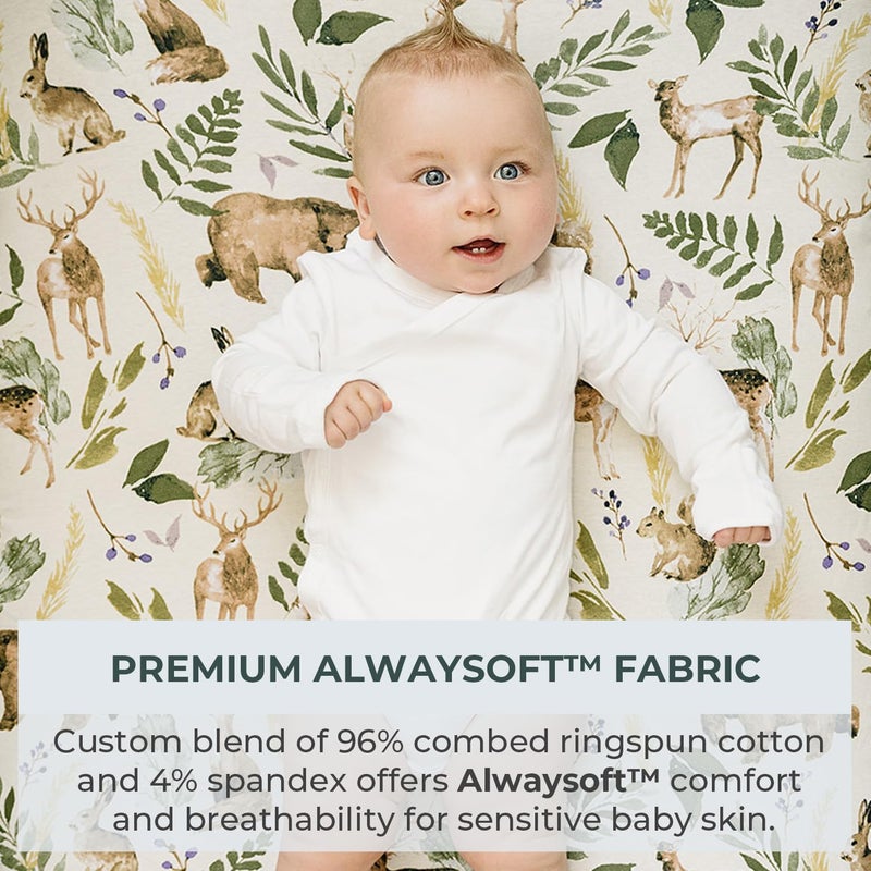 Pobibaby - 2 Pack Premium Changing Pad Cover - Ultra-Soft Cotton Blend, Stylish Woodland Pattern, Safe and Snug for Baby (Wildlife) - Image 2