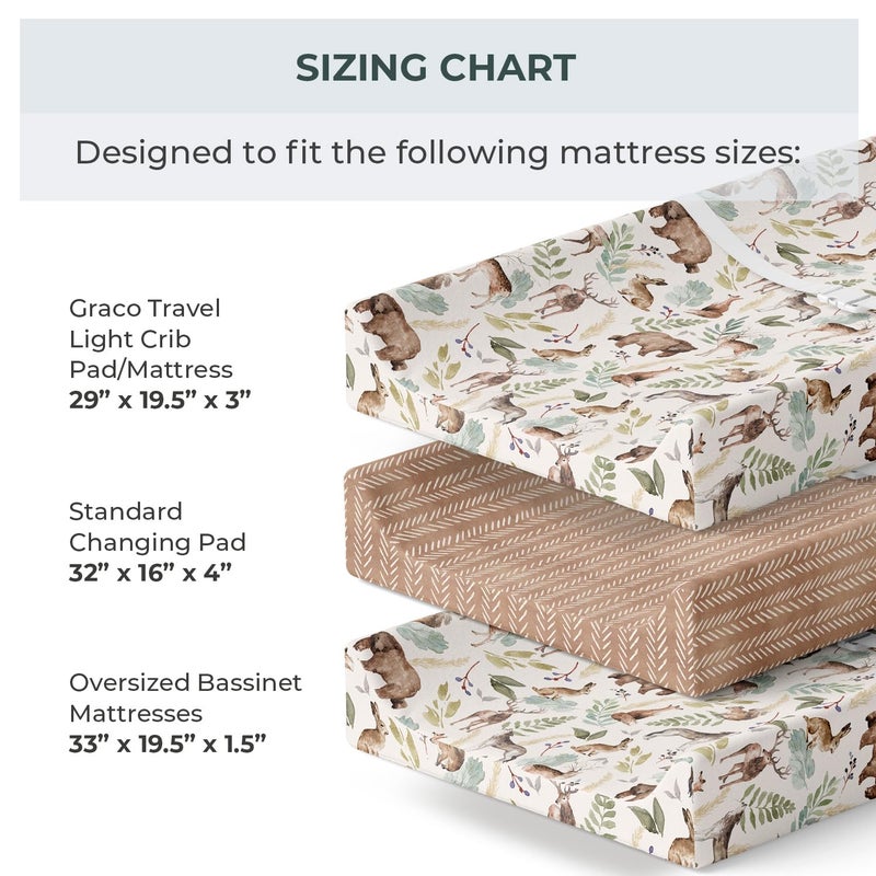 Pobibaby - 2 Pack Premium Changing Pad Cover - Ultra-Soft Cotton Blend, Stylish Woodland Pattern, Safe and Snug for Baby (Wildlife) - Image 3