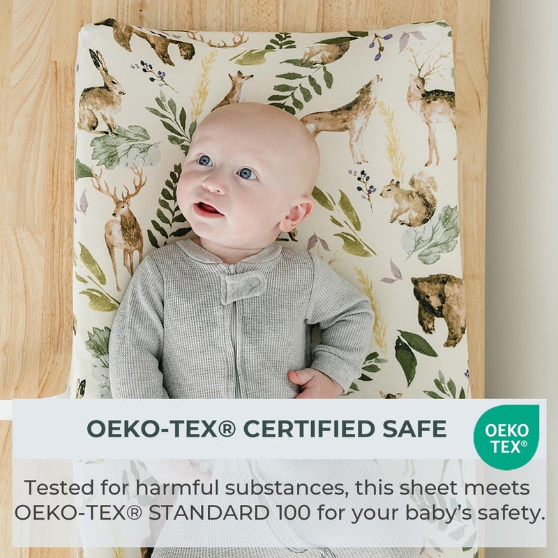 Pobibaby - 2 Pack Premium Changing Pad Cover - Ultra-Soft Cotton Blend, Stylish Woodland Pattern, Safe and Snug for Baby (Wildlife) - Image 5