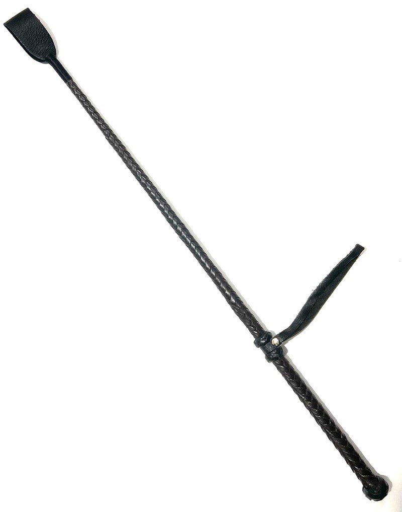 PETS TRIANGLE Leather Braided Whip Ideal for Training of Horse and Dog Morning Walk 25 inches (Brown) - Image 1