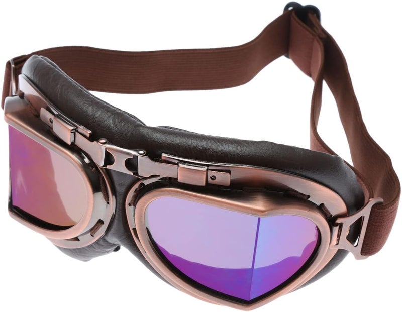 MUXSAM Vintage Motorcycle Goggles, ATV Motocross Goggles, Dirt Bike Racing Riding Off Road Scooter Glasses, Windproof Dustproof Eyewear for Adults Men Women, Copper Frame Colorful Lens - Image 4