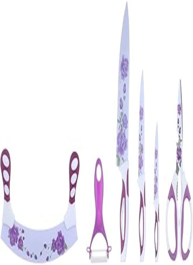 ElYassin - Ceramic Kitchen Knife Set, 6 Pieces - Multi Color - Image 1
