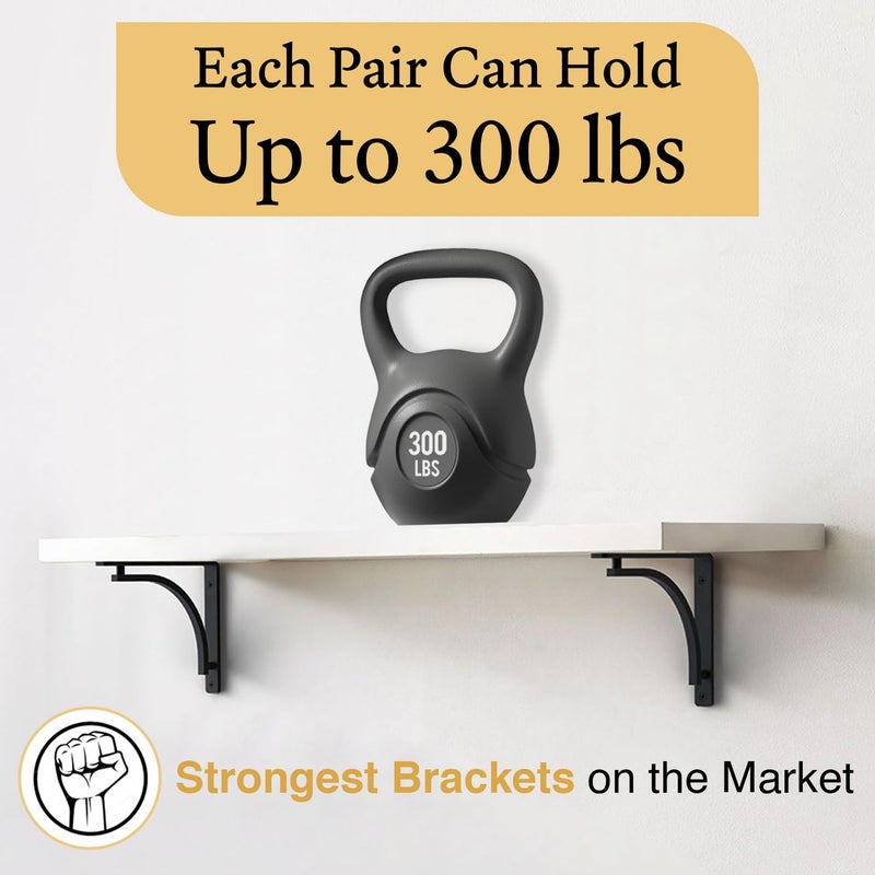 Balin Designs Classic Black Heavy Duty Shelf Brackets 10 inch by Balin Designs â€“ L Bracket, Wall Mounted Support, Shelving Metal Bracket, Decorative Shelf Brackets, with Hardware Included, Set of 4 - Image 5