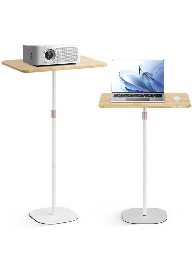 Portable Laptop Floor Stand, Bedside/Sofa Table with Height Adjustable 18''~47'', Stylish Movable Workstation Floor Standing Desk for Office, Meeting Room, Living Room Easy Assembly, White